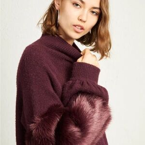 French Connection Sweater with Faux Fur Trim